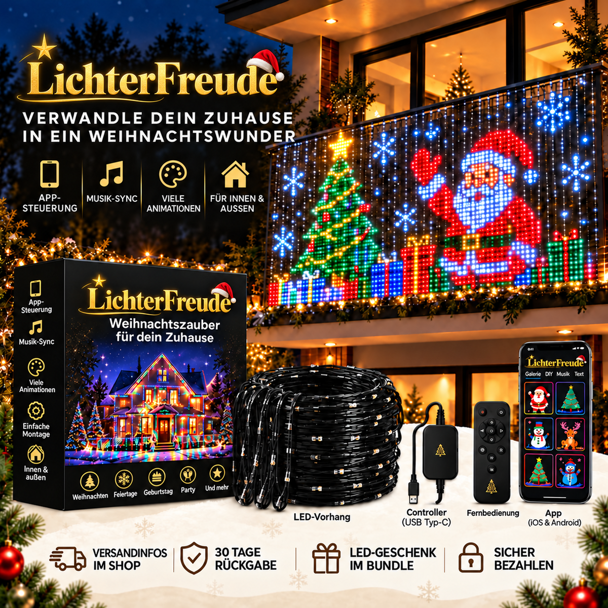 LichterFreude Animierter LED-Vorhang